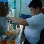 Jared serving drinks