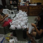 Preparing goody bags for the kids