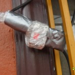 My splitter, bubble wrapped and duct taped