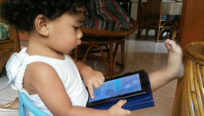 Not a posed picture of my grandson