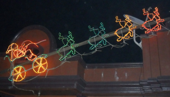 The Santa is on the roof