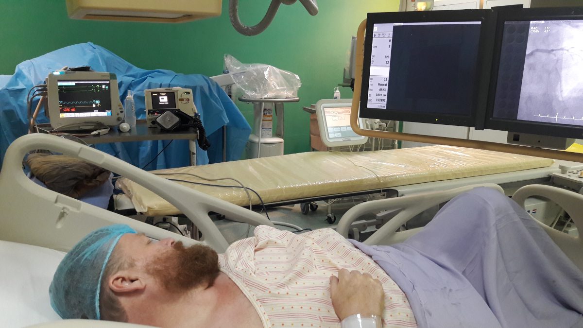 In the cath lab, I am ready for angiogram