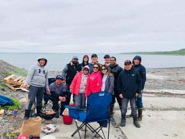Aaron and Jareds team having a beach party